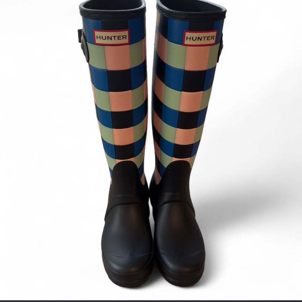 Hunter Multicolor Checkered Boots Hunter Gingham Tall Rain Boots